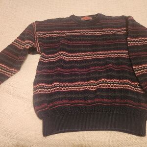 Wonderful Warm Classic Striped Crewneck Sweater - Navy and Red